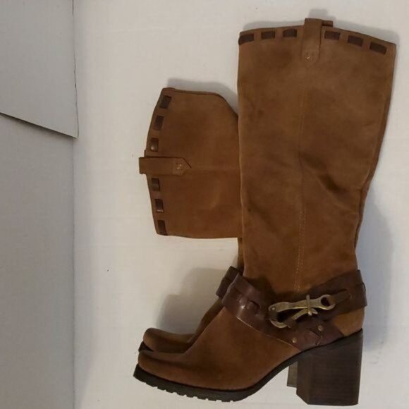 Jessica Simpson Tall Leather Heeled Boots Square Toe Lanasi Women's WOMAN'S 8 B - Picture 12 of 16